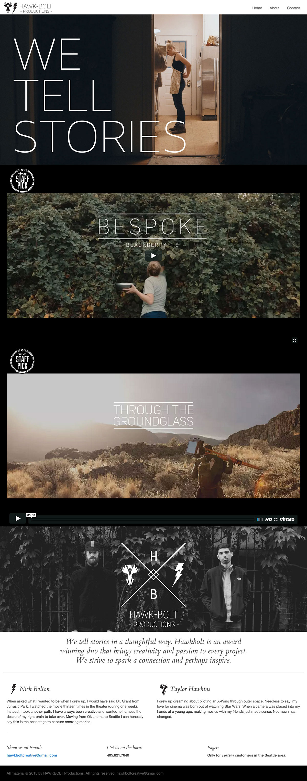 Hawkbolt video production full website design image