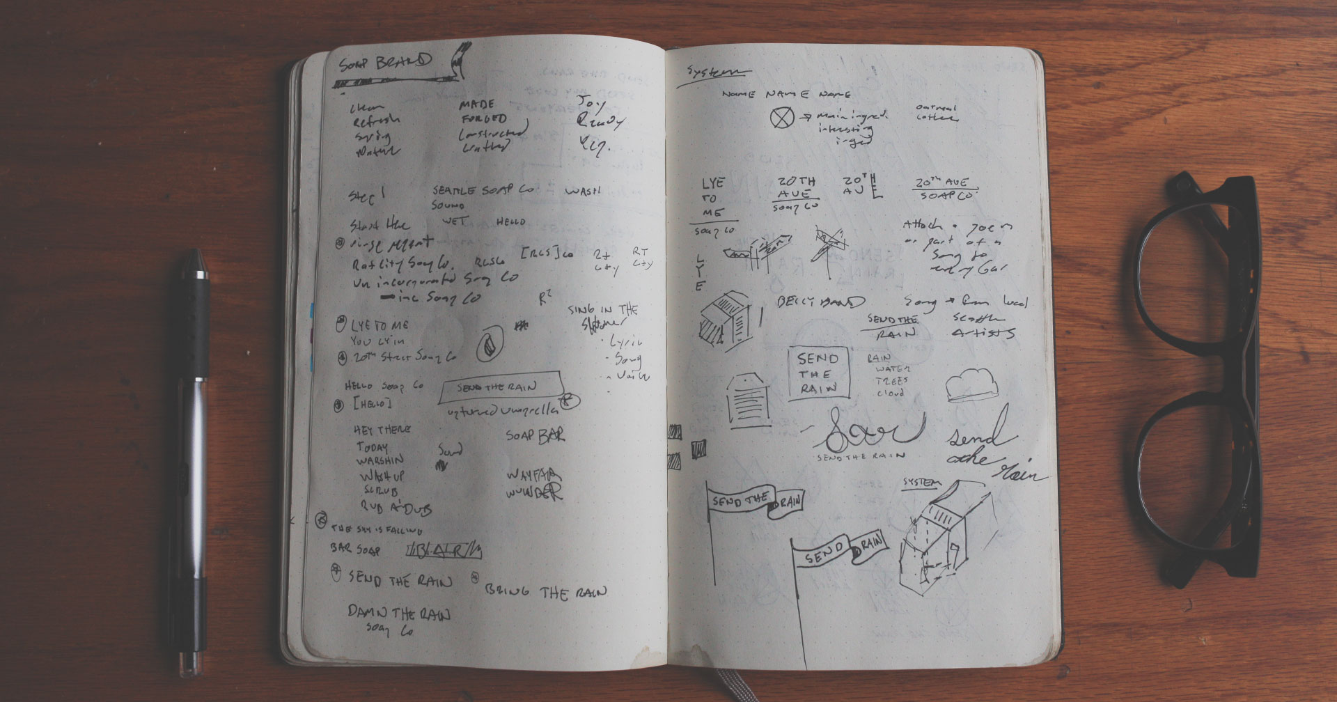 Send Rain soap company label mockup closeup