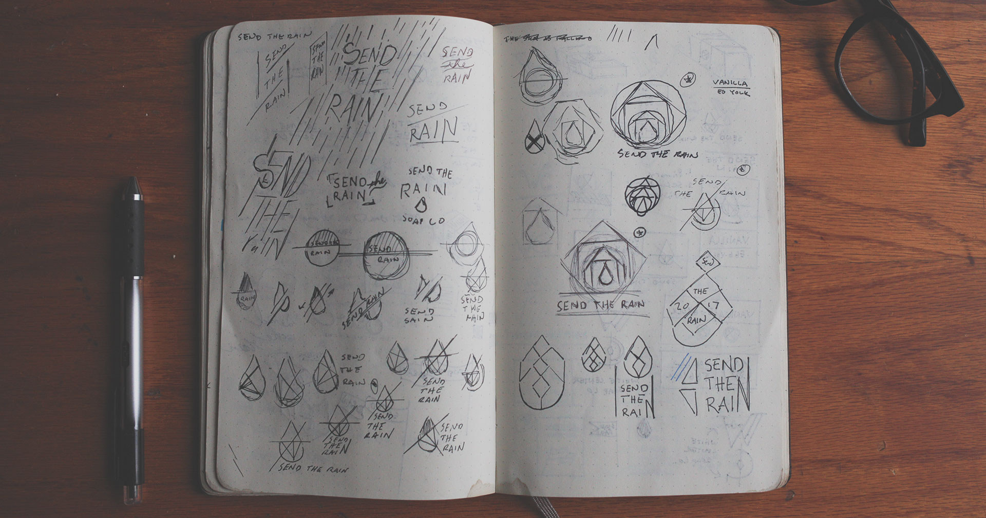 Send Rain soap company label mockup closeup